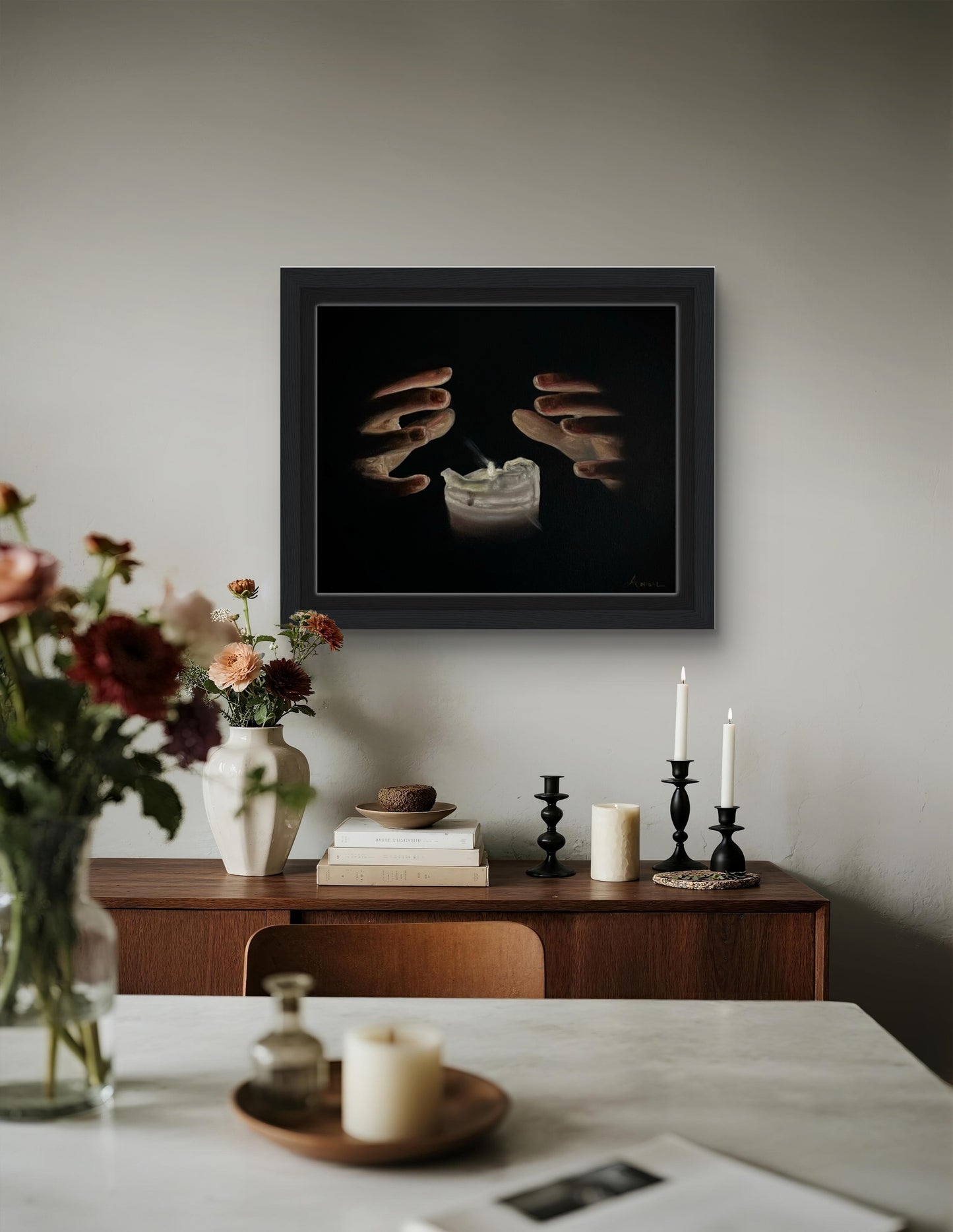 ‘Held’-framed canvas print.